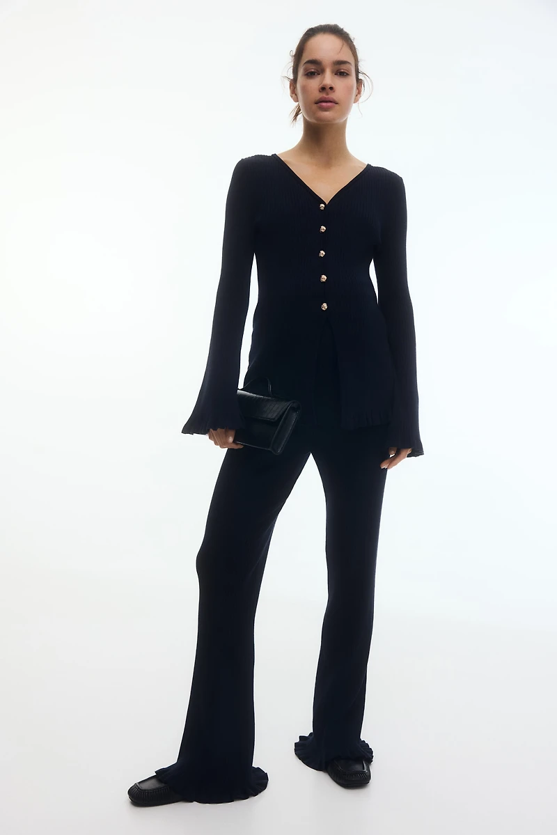 MAMA Flared Rib-Knit Pants