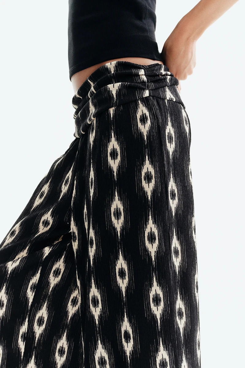 Wide-Leg Gathered-Waist Pants