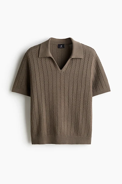 Regular-Fit Textured-Knit Polo Shirt