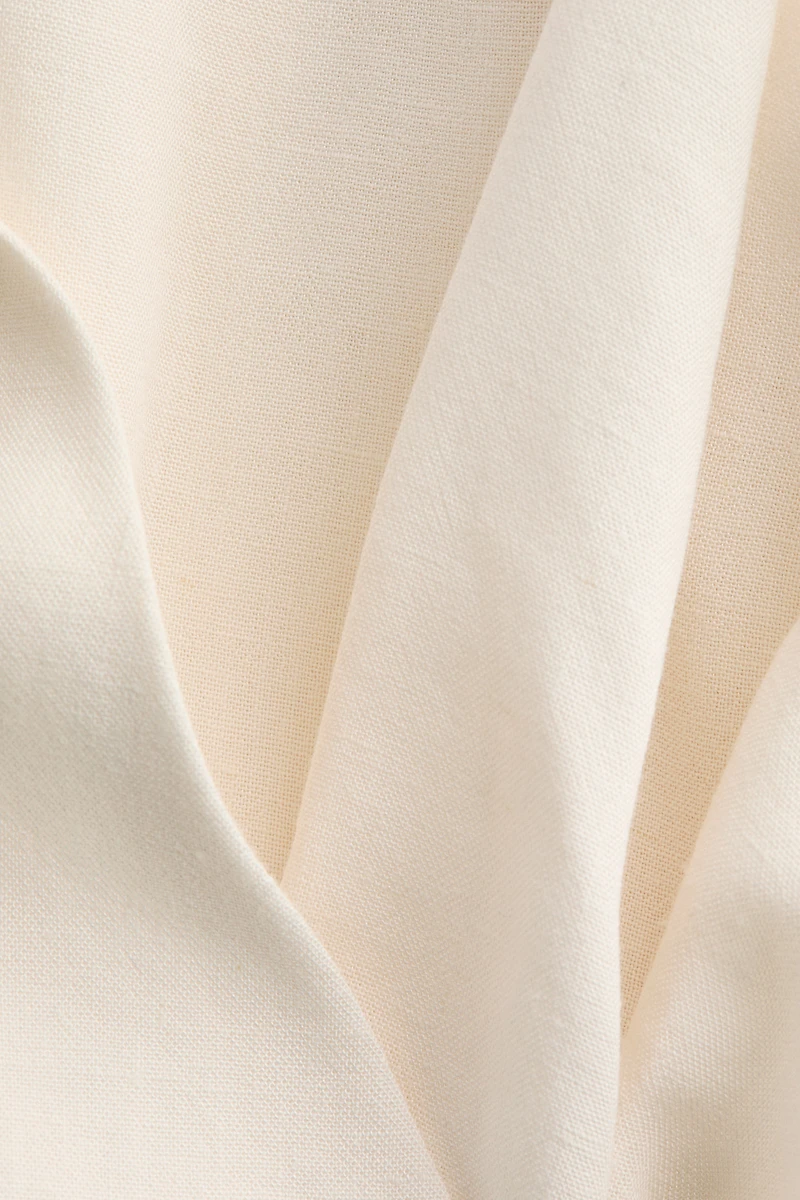 Linen-Blend Wrap Blouse