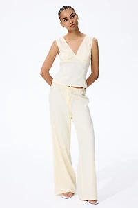 Linen-Blend Drawstring Pants