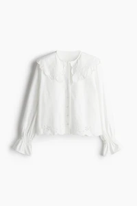 Embroidered Blouse with Peter Pan Collar