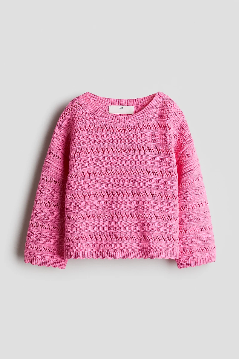 Pointelle-Knit Cotton Sweater