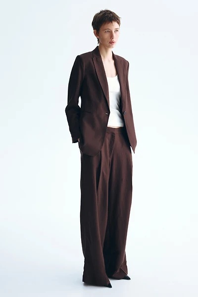Linen-Blend Dress Pants