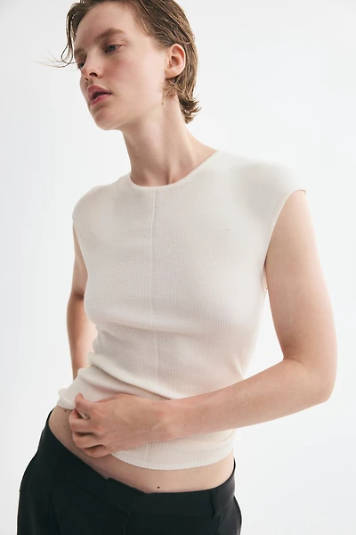 Rib-Knit Silk-Blend Top