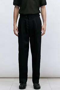 Regular-Fit Linen-Blend Suit Pants