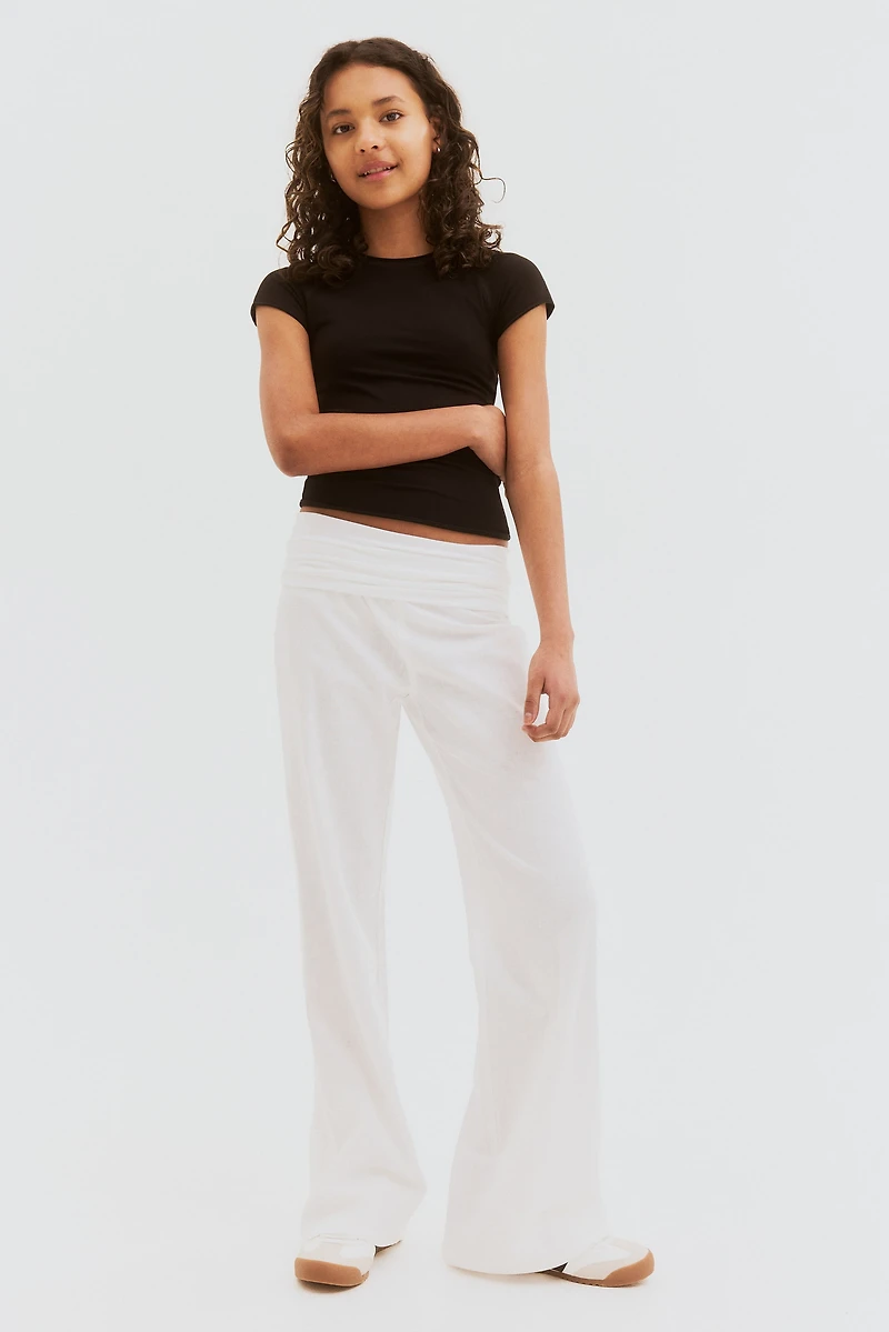 Linen-Blend Yoga-Style Pants
