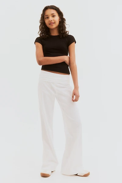 Linen-Blend Yoga-Style Pants