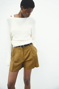 Dressy Linen-Blend Shorts