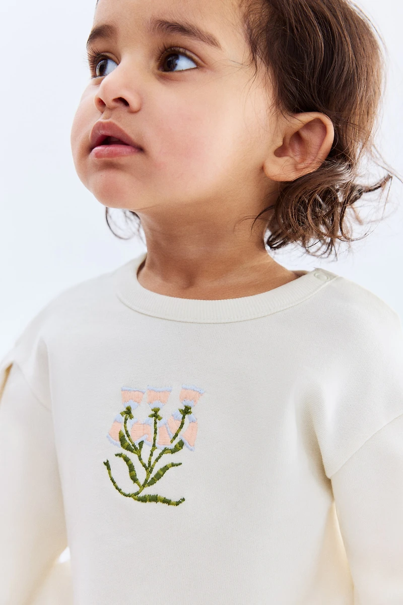 Sweatshirt with Embroidered Motif