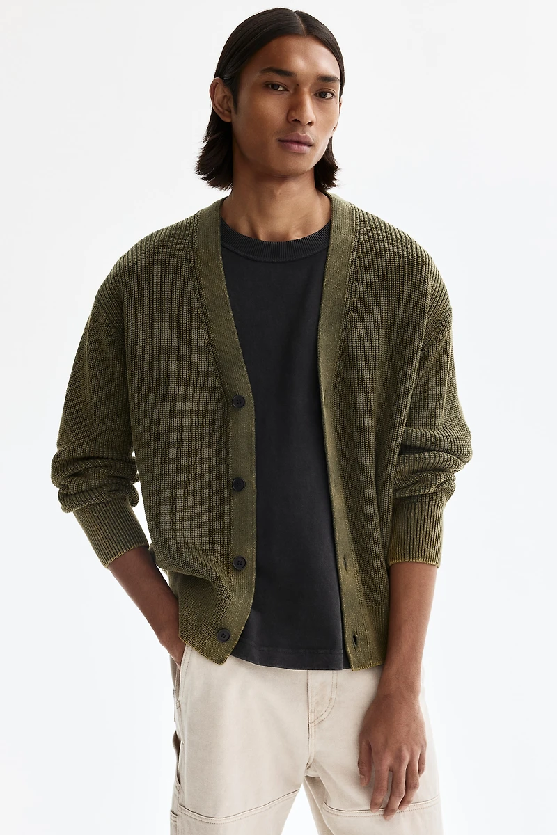 Relaxed-Fit Rib-Knit Cotton Cardigan