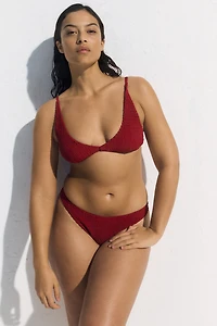 Haut de bikini triangle smocké