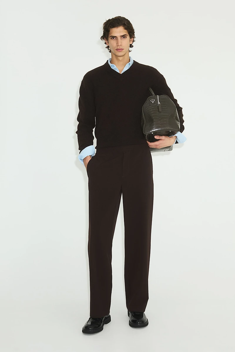 Pantalon large à taille élastique quatre sens