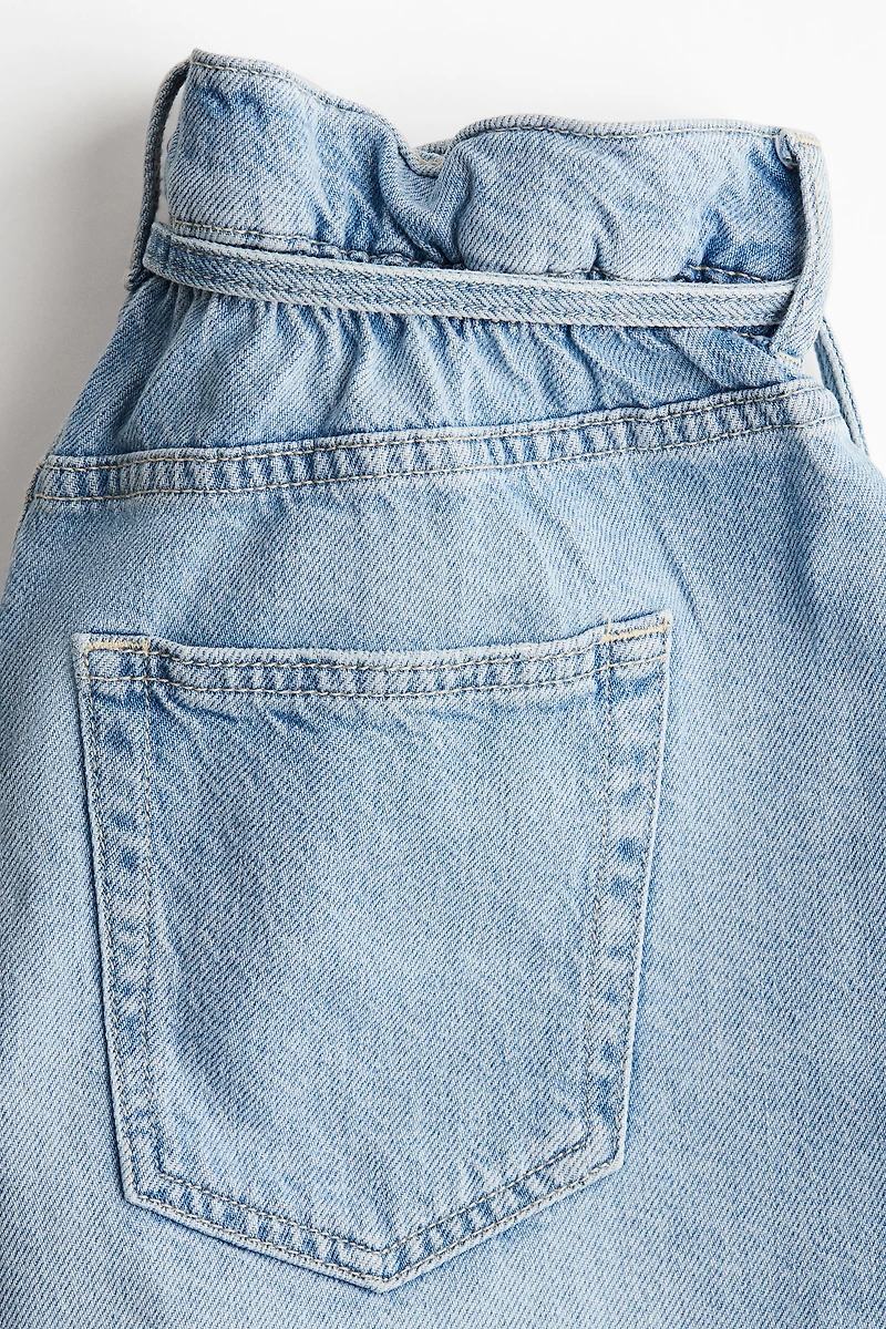 High-Rise Paper-Bag Denim Shorts
