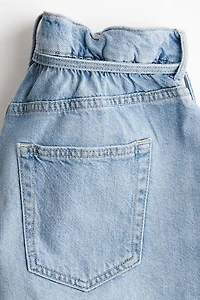 High-Rise Paper-Bag Denim Shorts