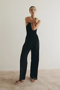 Lace-Trimmed Drawstring Pants