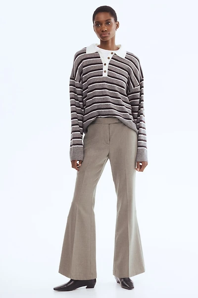 Pantalon évasé en laine mélangée