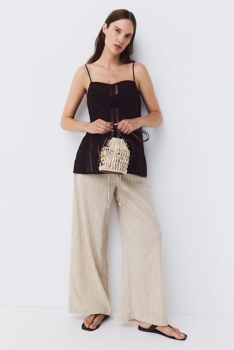 Pantalon texturé MAMA à cordon de serrage