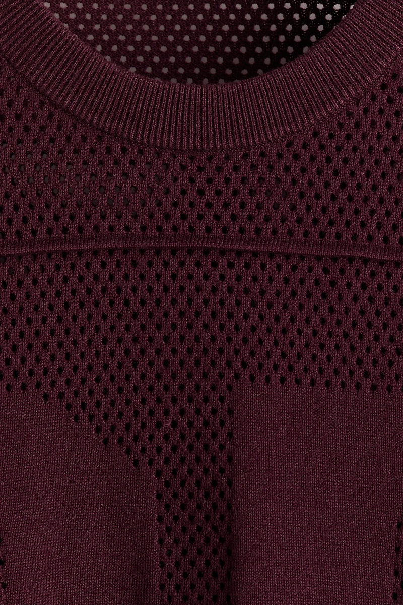 Boxy Relaxed-Fit Open-Knit T-Shirt