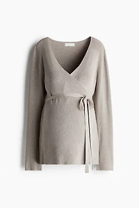Gilet MAMA croisé en tricot côtelé