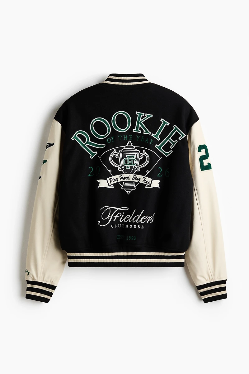 Motif-Detail Baseball Jacket