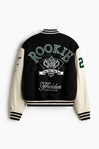 Motif-Detail Baseball Jacket