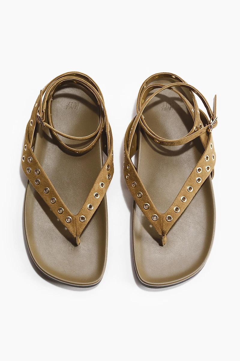 Grommet-Detail Sandals