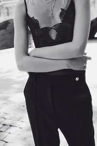 Flared Crease-Detail Pants