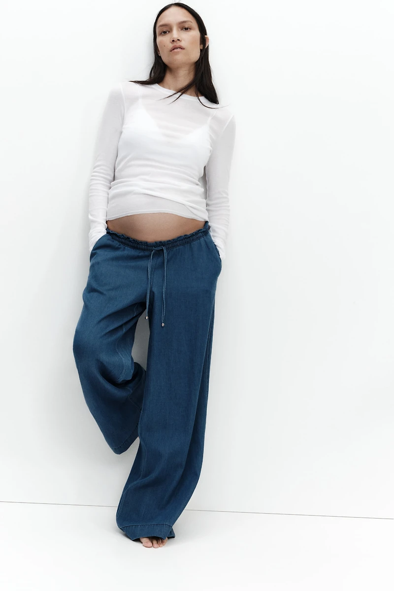 MAMA Wide-Leg Paper-Bag Pants