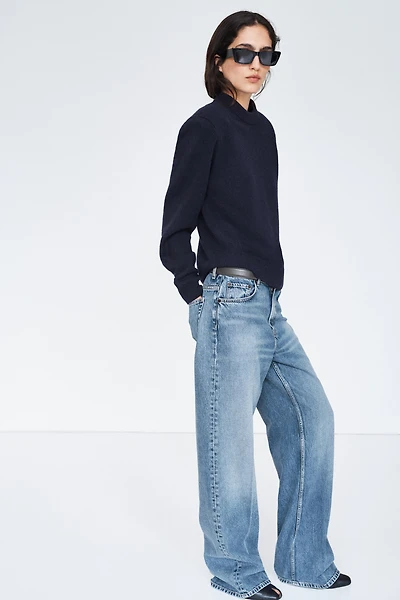 Wide-Leg Creased Jeans