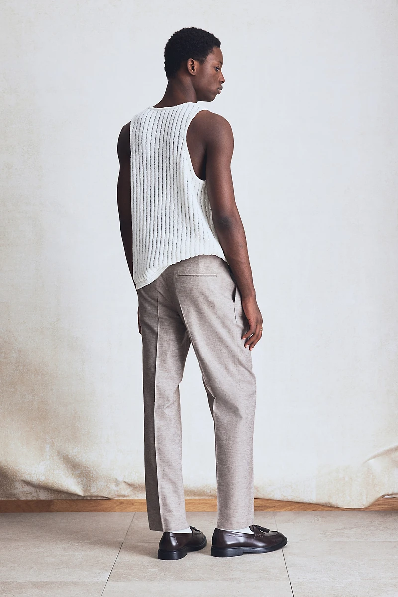 Pantalon habillé coupe classique en lin mélangé