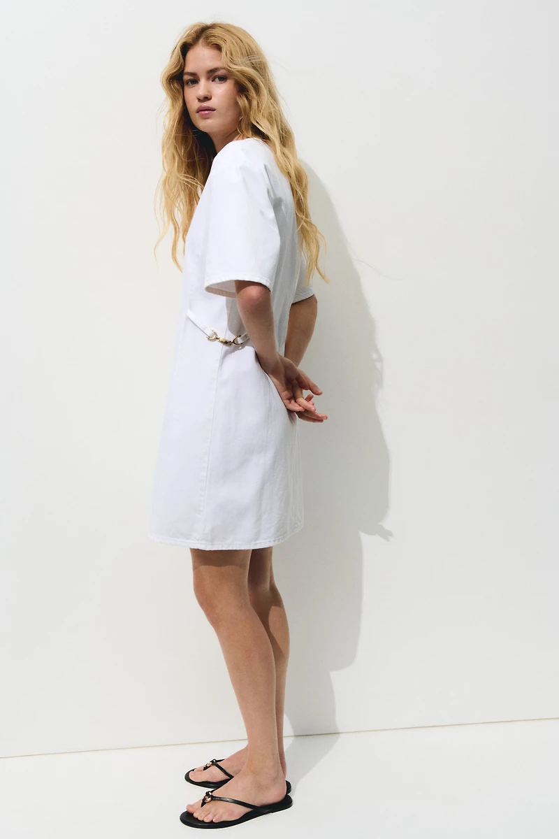 Buckle-Detail Denim Dress