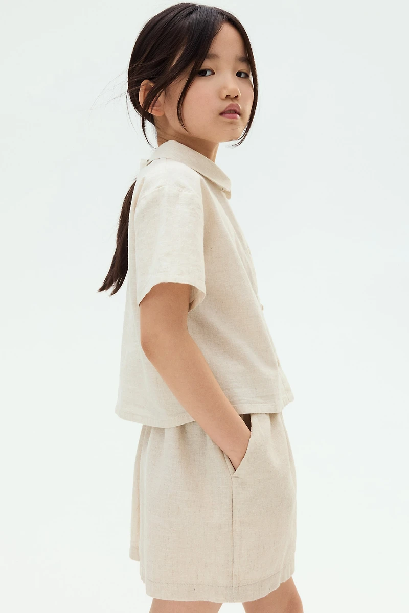 Linen-Blend Blouse