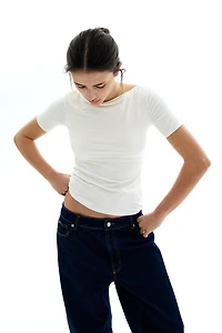 Boat-Neck Microfiber Top
