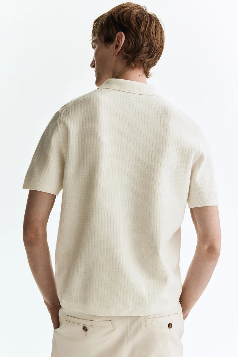 Regular Fit Textured-Knit Polo Shirt