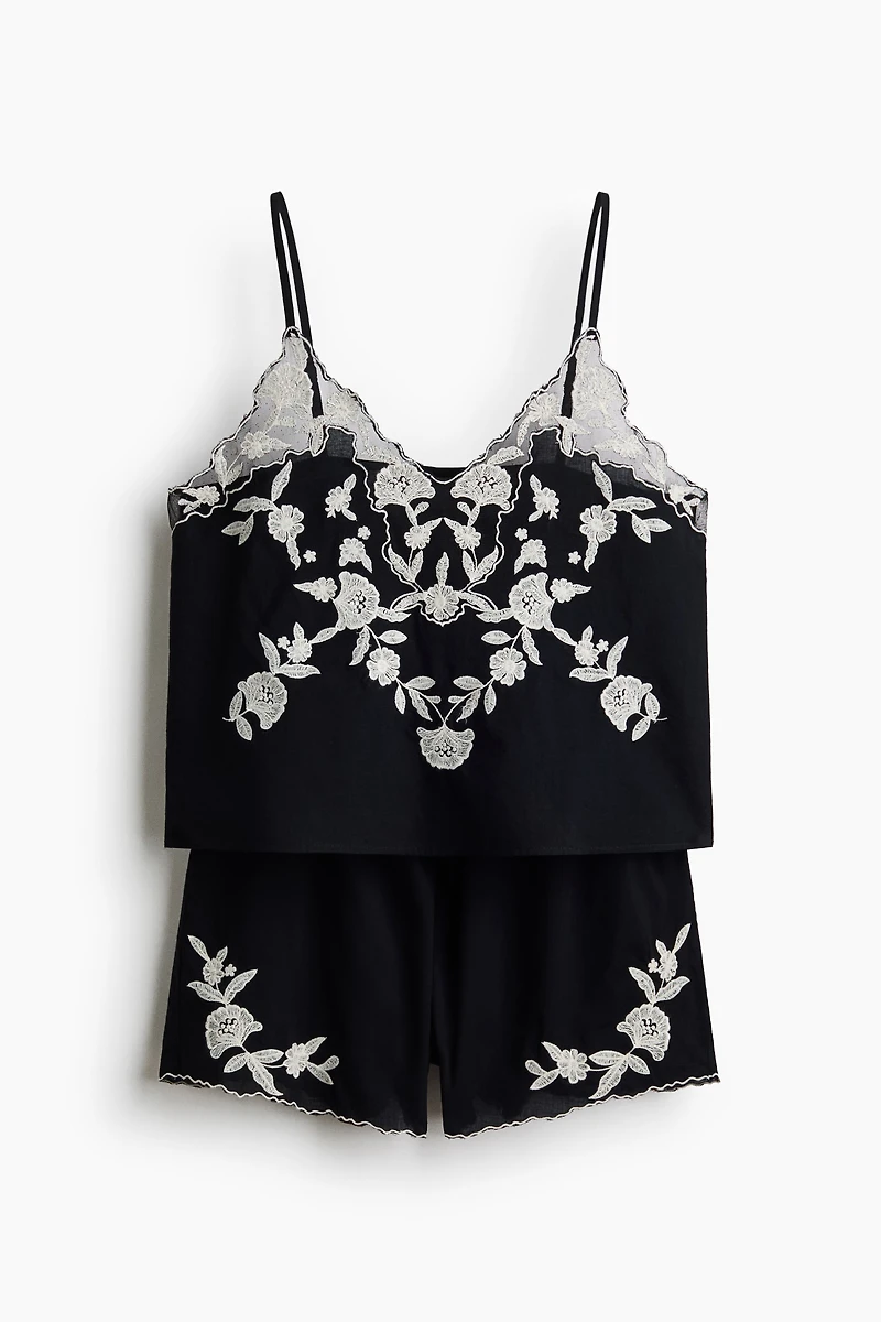 Embroidered Cotton Pajamas