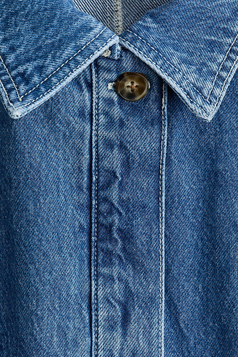 Defined-Waist Denim Shirt