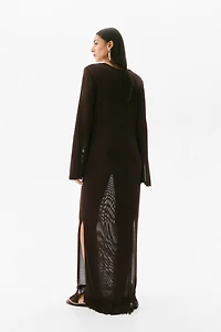 Fringe-Trimmed Kaftan Dress