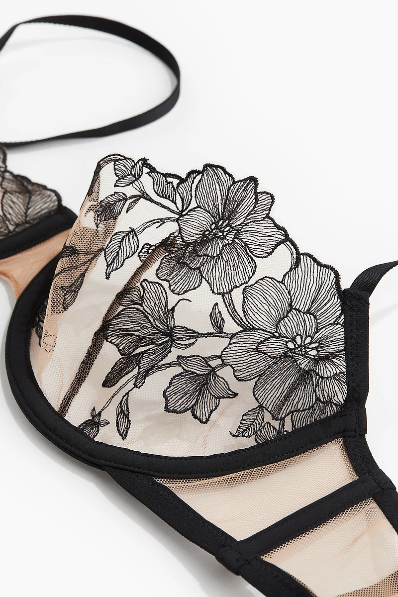 Embroidered Balconette Bra