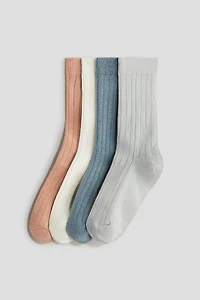 Lot de 4 paires chaussettes côtelées