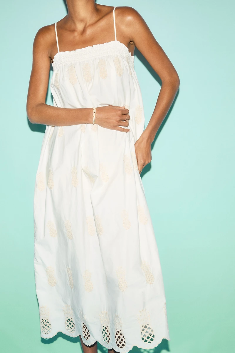Eyelet-Embroidered Strappy Dress