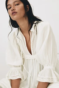 Lace-Trimmed Cotton Dress