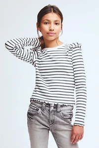 Ruffle-Trimmed Cotton Top