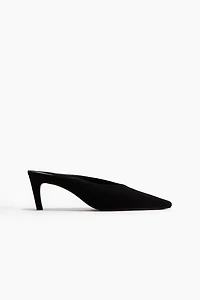 Mules à bout pointu en cuir velours