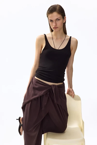 Tie-Detail Barrel Pants