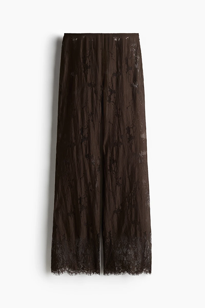 Pantalon à jambes semi-évasées en dentelle