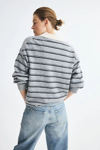 Oversized Fine-Knit Polo Shirt