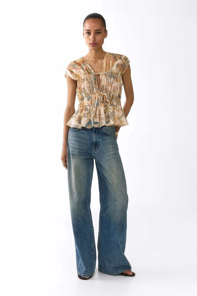 Ruched Cotton Blouse