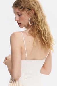 Flounced Pointelle-Knit Top