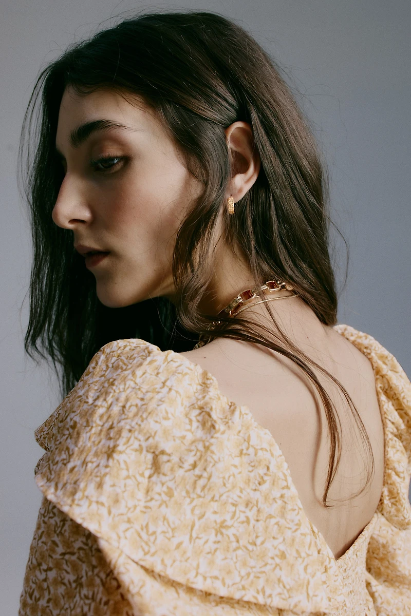 Flounce-Trimmed Blouse